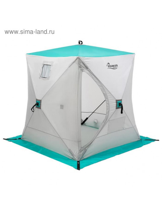 Палатка зимняя PREMIER куб, 1,5 × 1,5 м, цвет biruza/gray