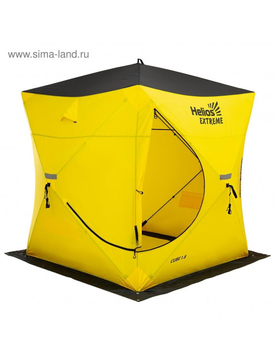 Палатка зимняя «ТОНАР» Helios EXTREME V2.0 куб (широкий вход), 1,8 × 1,8 м, цвет жёлтый/чёрный