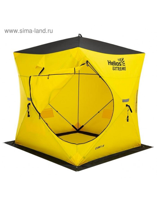 Палатка зимняя «ТОНАР» Helios EXTREME V2.0 куб (широкий вход), 1,8 × 1,8 м, цвет жёлтый/чёрный