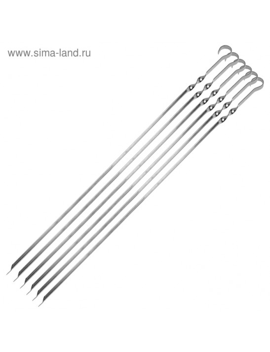 Шампуры угловые, 6 штук, толщина 1,5 мм, размер 58 х 1 см