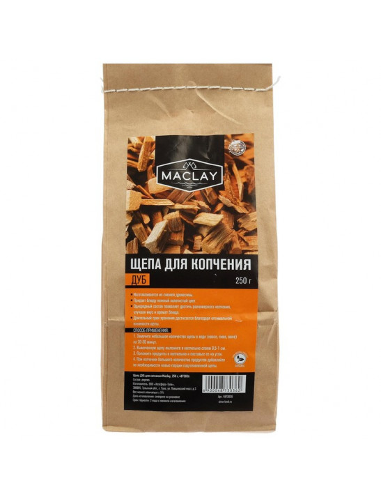 Щепа ДУБ, для копчения, Maclay, 250 г